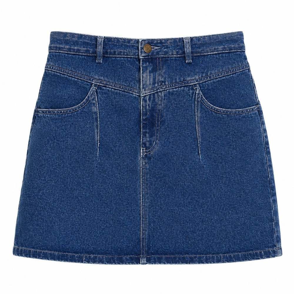 Vintage RARE 90s Jeanjer Jeans Co Denim Mini Skirt High Waist Blue 13/14